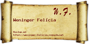 Weninger Felícia névjegykártya